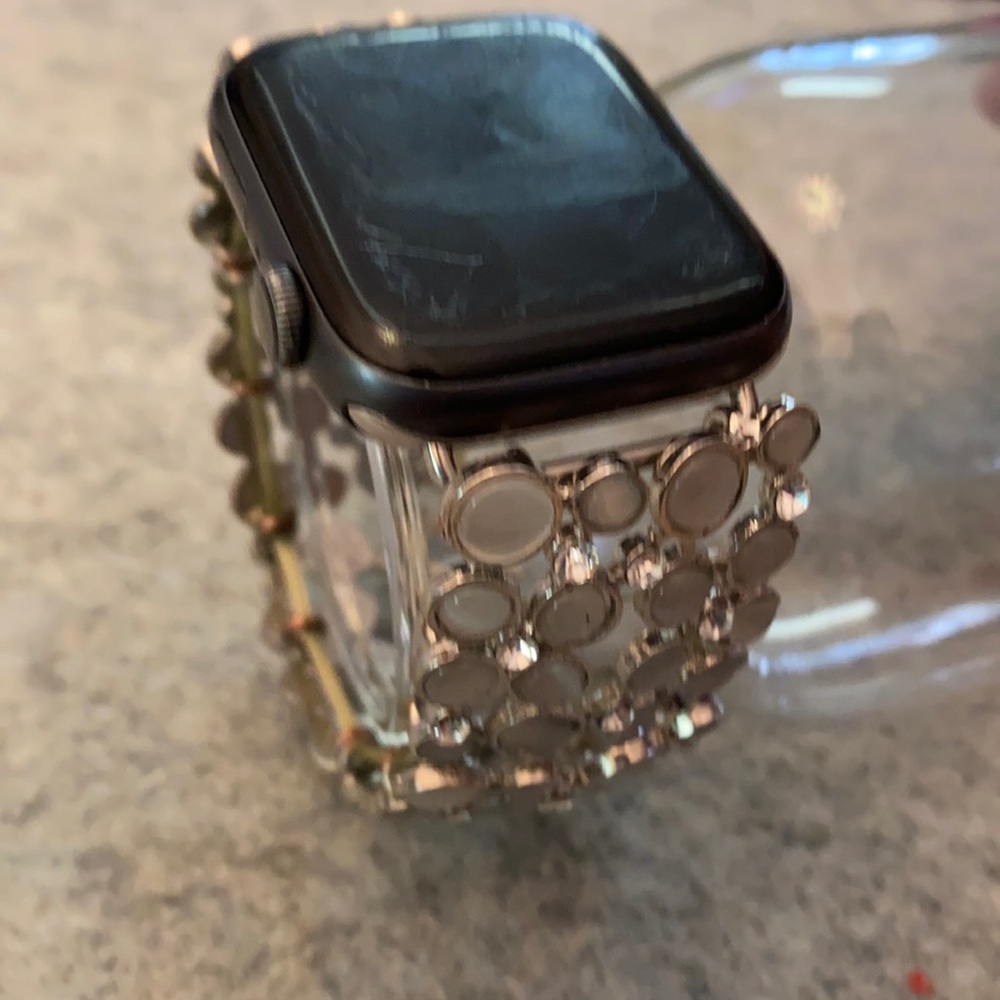 iWatch 42-44mm watch band Silver, White, Rhinestone elastic for Apple - Picture 2 of 8